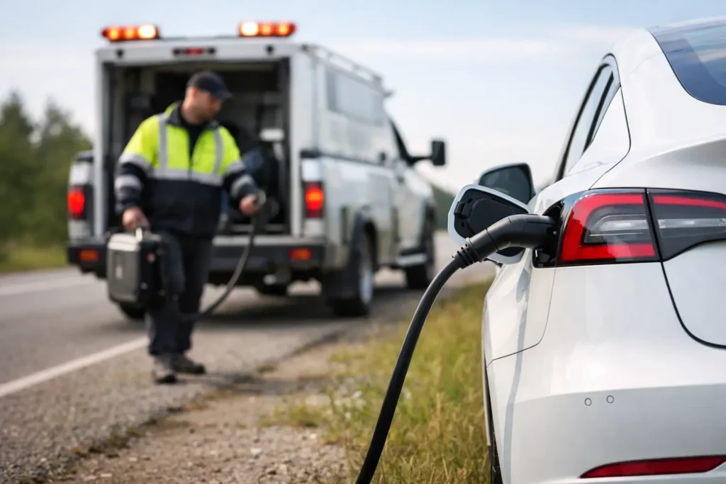 Mobile EV Charging Assistance When Range Runs Out
